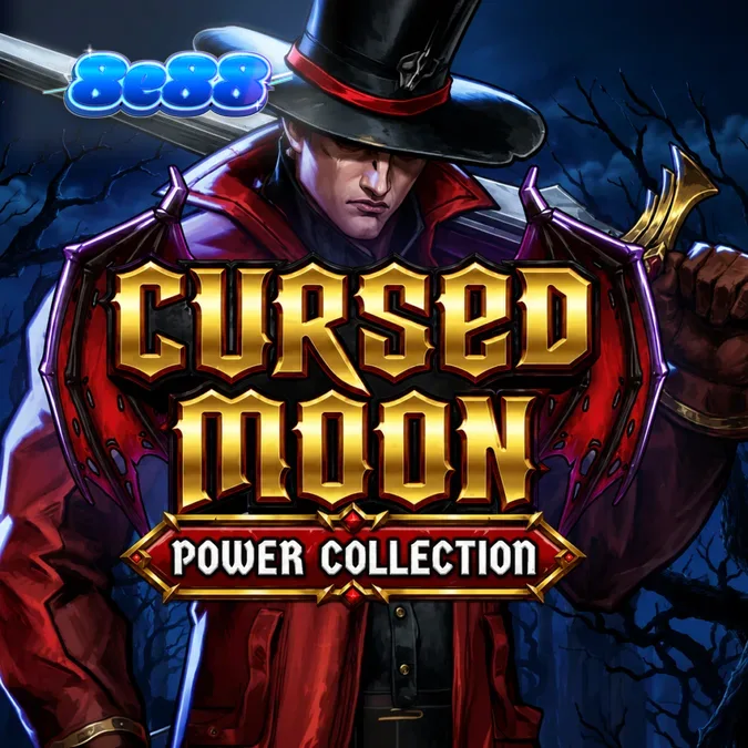 Cursed Moon Power Collection স্লট গেমের অন্ধকার গথিক থিম এবং রহস্যময় পরিবেশের দৃশ্য